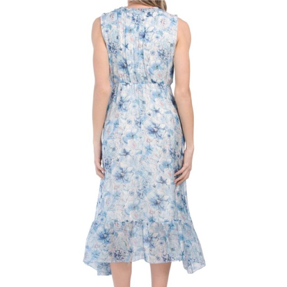LE RAGAZZE Made In Italy Silk Sleeveless Midi Floral Dress size M - Picture 2 of 8